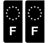 Autocollants pour plaques immatriculation - F - Noir - 10 cm x 4,5 cm - Jeu de 2 stickers - Haute performance