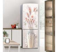 Autocollants pour réfrigérateur, Autocollant de réfrigérateur couvrant entièrement la porte du, autocollants muraux en peau for décalcomanie cuisine, vase rétro fleur blanche calla lily(M: 60x180 cm)