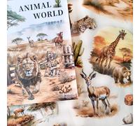 Autocollants pour Scrapbooking PET,Série d'animaux Scrapbooking Accessoires Transparent pour Bullet Journal,Meubles,Cahiers,Albums Photographiques(Wild Beast)