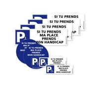 Autocollants pour stationnement gênant sur place PMR - SIGNALETIQUE.BIZ FRANCE - Lot de 8 - Rouge