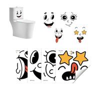 Autocollants Pour Toilettes - 4 Feuilles D'autocollants Amovibles | Autocollants Visages De Dessins Animés Pour Cuisine, Réfrigérateur, Seau, Allée, Jardin, Intérieur, Extérieur, Terrasse.
