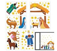 Autocollants Pour Vitrine De Noël Sticker Statique Double Face Sainte-Nuit | Autocollants pour Vitre Scène de la Nativité Pour Décoration De Fenêtre Maison Fête Verre Fêtes De Nouvel
