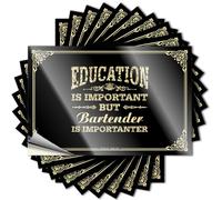 Autocollants pour voiture « Education is Important But Bartender is Importanter » - Autocollants amusants pour pare-chocs (6 x 9 cm)