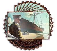 Autocollants pour voitures Warrior On The Beach : A Timeless Encounter with History Lot de 10 autocollants amusants (8 x 12 cm)