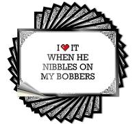 Autocollants pour votre voiture avec inscription « I Love It When He Nibbles On My Bobbers » (8 x 12 cm)