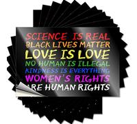 Autocollants pour votre voiture Science is Real Black Lives Matter BLM Love Rainbow Lot de 10 autocollants amusants pour la maison, le bar (6 x 9 cm)