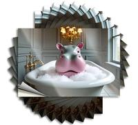 Autocollants pour votre voiture Un hippopotame prend un bain moussant dans une salle de bain élégante. Autocollants 10 autocollants pour pare-chocs, décalcomanies et aimants pour voiture (12 x 18 cm)