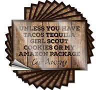 Autocollants pour votre voiture Unless You Have Tacos Tequila Girl Scout Cookies Or My Amazon Package Go Away Lot de 10 autocollants amusants pour voiture (8 x 12 cm)