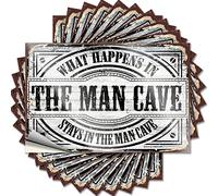 Autocollants pour votre voiture « What Happens in The Man Cave Stays in The Funny » - 10 autocollants pour voitures (12 x 18 cm)