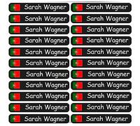 Autocollants Prénom - Enfants - 46x7 mm Drapeau 60 pièces Portugal avec le texte souhaité - personnalisé - étiquettes nominatives - pour les jeunes - entreprise - université - école