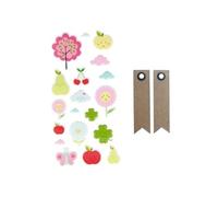 Autocollants Puffies Fruits adorables + 20 étiquettes kraft Fanion - Youdoit