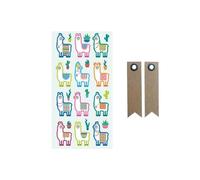 Autocollants Puffies Lamas & Cactus + 20 étiquettes kraft Fanion