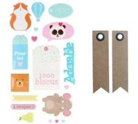 Autocollants Puffies XL Animaux adorables + 20 étiquettes kraft Fanion Multicolore