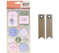 Autocollants Puffies XL Love Story + 20 étiquettes kraft Fanion Multicolore