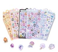 Autocollants Puffy, 6 Sheets Children's 3D Stickers, 3D Embossed Stickers, Autocollants Animaux Enfants, Motifs Animaux et Pain, Self-adhesive, pour Récompenser et Décorations DIY