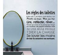 Autocollants Règles De Toilette Français - Vinyle Mural Stickers Muraux Art Papier Peint Décor À La Maison 57 * 57 Cm