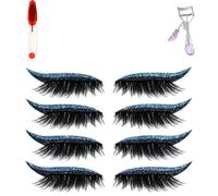 Autocollants réutilisables 2 en 1 for fards à paupières et cils - Patchs de maquillage waterproof for un glamour instantané, 4 paires autocollantes, sans colle(Blue4pairs)
