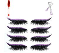 Autocollants réutilisables 2 en 1 for fards à paupières et cils - Patchs de maquillage waterproof for un glamour instantané, 4 paires autocollantes, sans colle(Purple4pairs)