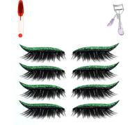 Autocollants réutilisables 2 en 1 for fards à paupières et cils - Patchs de maquillage waterproof for un glamour instantané, 4 paires autocollantes, sans colle(Green4pairs)