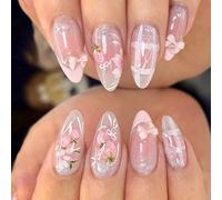 Autocollants réutilisables pour ongles, 30 pièces, avec des illustrations florales françaises rose doux et des fraises, motifs floraux modernes