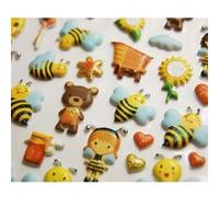 Autocollants réutilisables - Relief 3D - Abeilles - Paillettes dorées Multicolore G