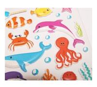 Autocollants réutilisables - Relief 3D - Animaux de la mer - Paillettes - Global Gift Multicolore G