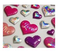 Autocollants réutilisables - Relief 3D - Coeurs & Love - Holographique Multicolore G