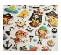 Autocollants réutilisables - Relief 3D - Enfants pirates - Paillettes Multicolore