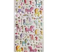 Global Gift Autocollants réutilisables - Relief 3D - Licornes - Dorures