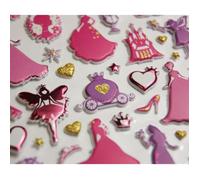 Autocollants Réutilisables - Relief 3d - Silhouettes Princesses - Dorures Et Paillettes