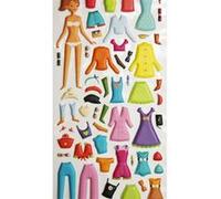 Autocollants réutilisables - Relief 3D - Vêtements Fille Multicolore G