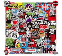 Autocollants Rock Band Punk, 100 Autocollants de Rock Roll, Classic Rock Autocollant, Musique Sticker Bomb Pack, Cool Metal Punk Stickers, pour Voiture, Moto, Vélo, Skateboard, Bagages