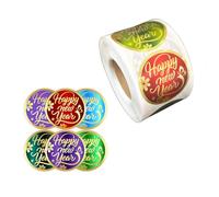 Autocollants ronds en feuille d'or pour le Nouvel An, fournitures de fête, inscription « Happy New Year »