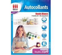 Micro Application - Papier autocollant - Fond blanc - 4 feuilles A4-96 autocollants - 4 cm de diamètre - Faciles à imprimer - Compatible avec imprimantes jet d’encre