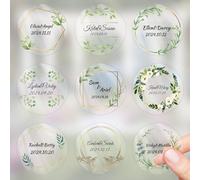 Autocollants ronds personnalisés pour mariage, étiquettes de remerciement pour fête prénuptiale (transparent, 4,5 cm)