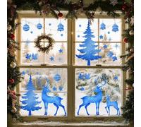 Autocollants saisonniers pour fenêtre avec renne et arbres, conçus pour une utilisation durable sur et autres surfaces lisses