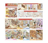 Autocollants scène miniature, décoration de carnet de notes, décalcomanies