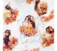 Autocollants Scrapbooking 60 Pces, Journal Stickers, Autocollants Fleurs Décoratives Papier Decoupage pour Album Cadeau Bullet Journal Accessoires(Fleurs & Characters)