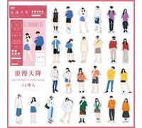 Autocollants Séries Livre Record Pour Jeunes, Étiquette Décorative, Dessin Animé, Fille Et Garçon, Papeterie Pour Journal Intime, Fournitures Scolaires Et De Bureau, 52 Pièces