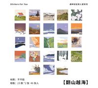 Autocollants Séries Peinture À L'huile Style Village Forêt Rétro, Étiquette Décorative, Papeterie Mobile Album Photo Journal Intime, Esthétique, 46 Pièces