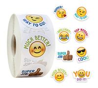 Autocollants Smiley,Autocollant de Recompense 500 Emoticône Récompense Autocollant 8 Modèles Assortis 2,5 cm Autocollants Scolaires