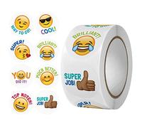 Autocollants Smiley,Autocollant de Recompense 500 Emoticône Récompense Autocollant 8 Modèles Assortis 2,5 cm Autocollants Scolaires