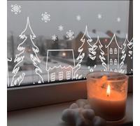 Autocollants statiques double face pour fenêtre avec paysage d'hiver festif pour une utilisation sur diverses portes intérieures et vitrées