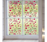 Autocollants statiques pour fenêtre avec cœur ours et fleur pour chambre à coucher, salon, surfaces en verre, ensemble de décoration sur le thème de la Saint-Valentin (B)