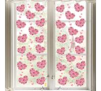 Autocollants statiques pour fenêtre avec cœur ours et fleur pour chambre à coucher, salon, surfaces en verre, ensemble de décoration sur le thème de la Saint-Valentin (D)