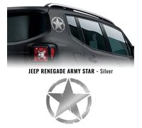 Autocollants Stickers - Army Star - Jeep Renegade - Argent - Diam. 20 cm - 2 Pièces