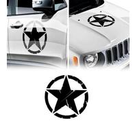 4R Quattroerre.it 17111 Autocollant Army Star pour Jeep Renegade, Diamètre 33 cm, Noir Brillant, 2 Pièces