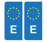 Autocollants Stickers - E - Plaque Immatriculation - Bleu - 10x4,5 cm - Haute Performance