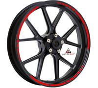 Autocollants Stickers Kit Liseret Bandes Jantes Moto Ensemble Complet pour 2 Roues Jantes de 15"" à 19"" Pouces Sport Design (Rouge)