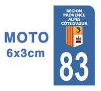 Autocollants Stickers Plaque Immatriculation Scooter Moto Département 83 Var Logo Région Provence-Alpes-Côte D'azur